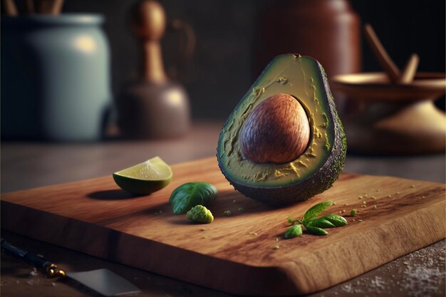 Aguacate en tablero de madera