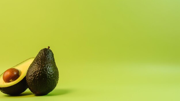 Un aguacate verde aislado sobre fondo plano