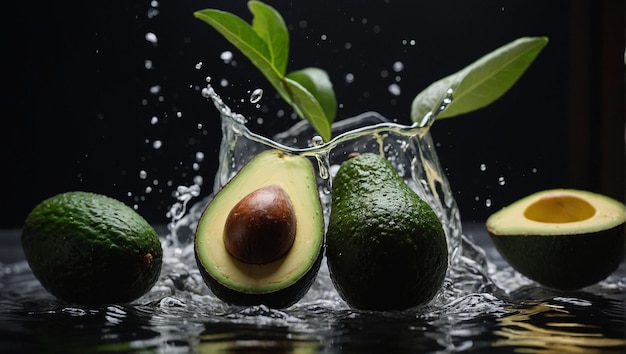 los aguacates se están vertiendo en una taza de vidrio