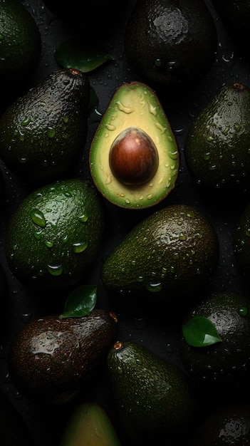 aguacates con fondo de gota