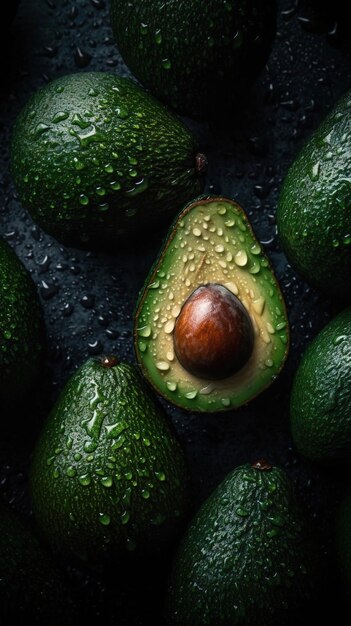 aguacates con fondo de gota