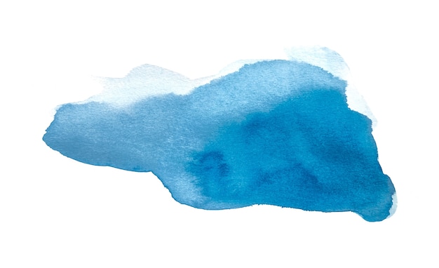 Aguarela azul abstrata, pintura da mão no papel.