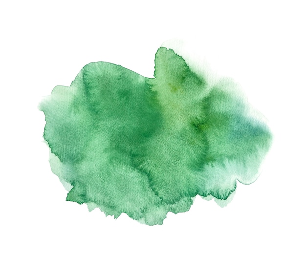 Aguarela verde abstrata isolada em fundos brancos
