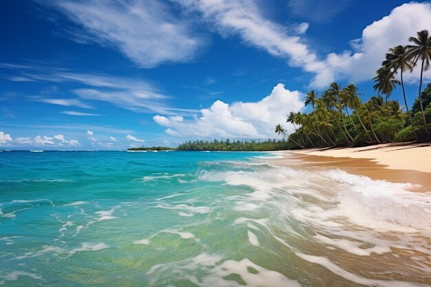 Aguas azules y arenas doradas Paisaje tropical