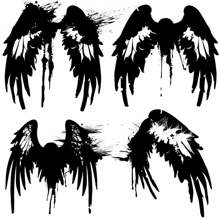 Foto águas ícone plano asas de anjo emblema penas de pássaro graffiti spray silhueta pomba sinal símbolo de espiritualidade
