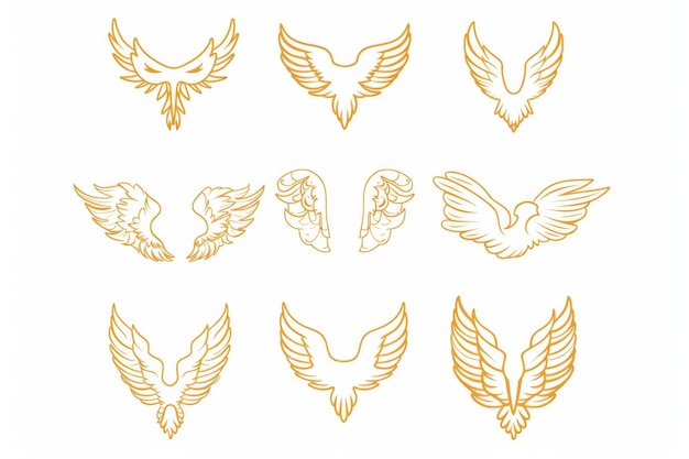 Águas ícone plano asas de anjo emblema penas de pássaro minimal silhueta pomba sinal símbolo de espiritualidade