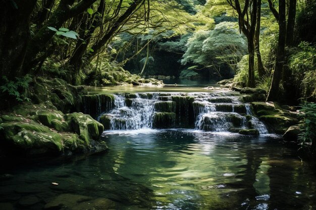 Las aguas suaves y tranquilas de la cascada