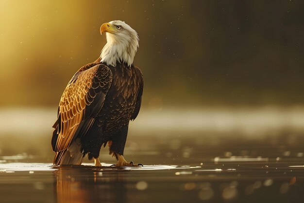 Foto Águia careca haliaeetus leucocephalus ao nascer do sol