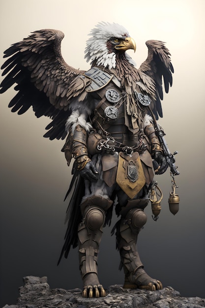 águia usando capacete militar