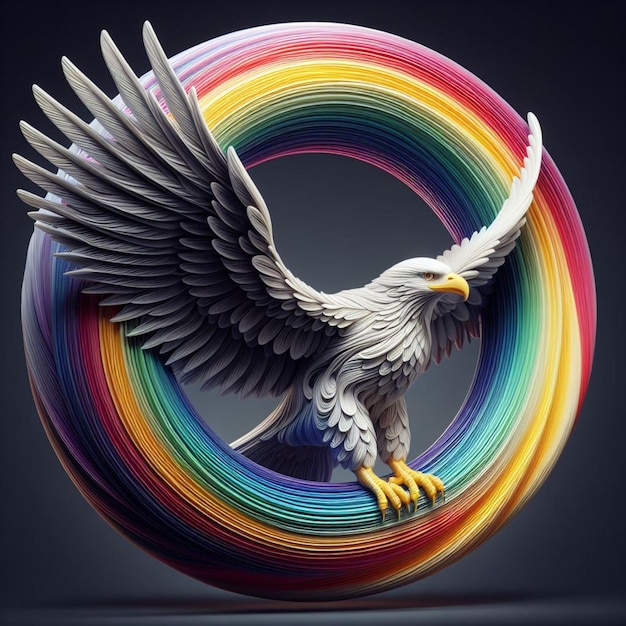 Foto Águila 3d formada por un arco iris suave