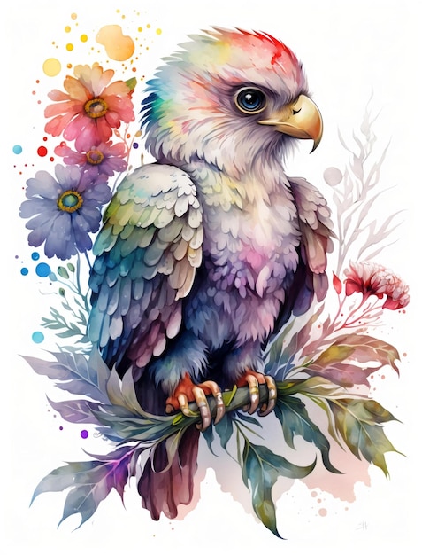águila, acuarela, ilustración