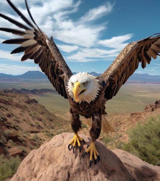 Foto Águila calva americana en el fondo de la naturaleza