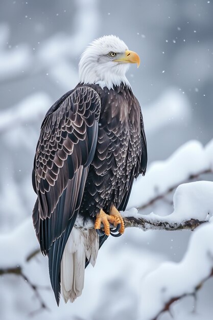 águila calva americana en una rama