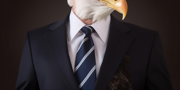 Un águila calva con traje y corbata