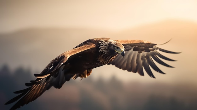 Un águila cazadora está volando en el cielo AI generativa