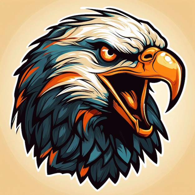 Foto un águila con un color naranja y azul en la cara.