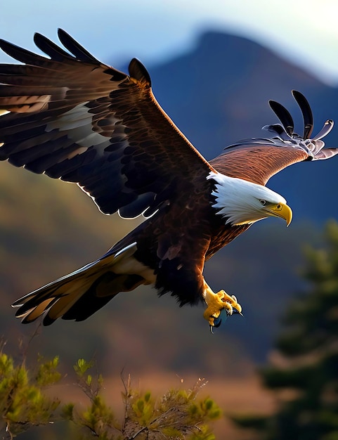 Un águila está cazando pájaros.