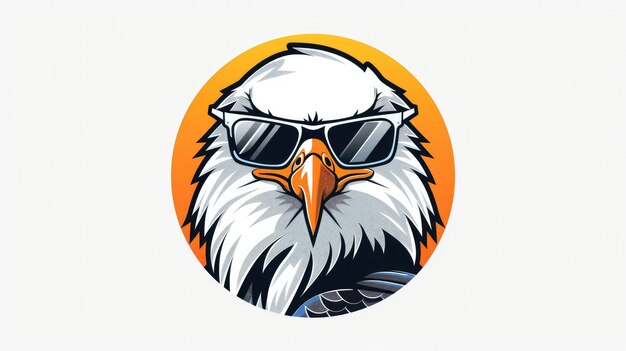 águila con gafas de sol en forma de círculo fondo blanco
