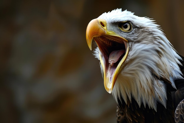 El águila gritona en acción El águila calva americana gritando en el desierto
