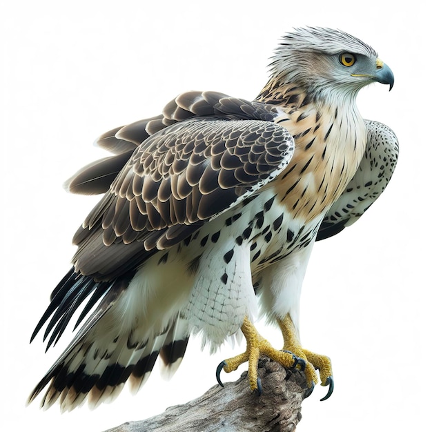 El águila halcón cambiante aislado en blanco