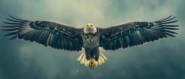 El águila Haliaeetus albicilla en vuelo