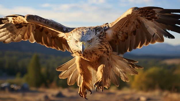 águila leonada en vuelo águila en vuelo pájaro opf presa en el cielo azul El águila leonada es una gran