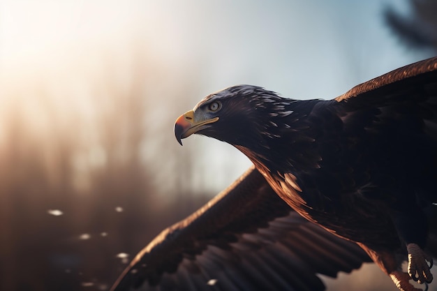 Un águila real con un cielo azul de fondo