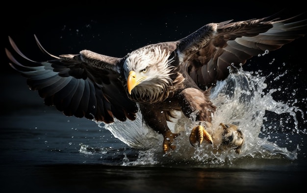 Águila salpicando agua IA generativa