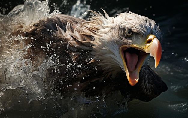 Águila salpicando agua IA generativa