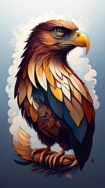 águila, con, un, tatuaje, en, el suyo, cuerpo, vector, ilustración, de, un, águila