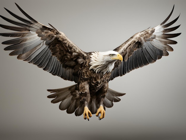 El águila volando con las alas extendidas