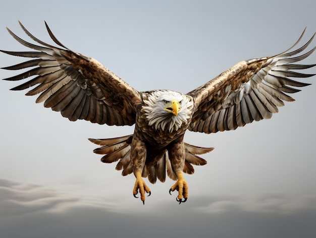 El águila volando con las alas extendidas