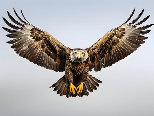 El águila volando con las alas extendidas