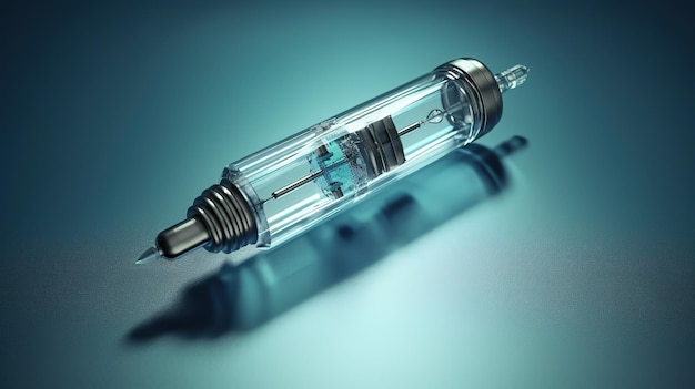 Foto aguja insertada en un vial de vacunaia generativa