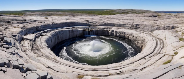 Foto un agujero circular con agua y un agujero en él