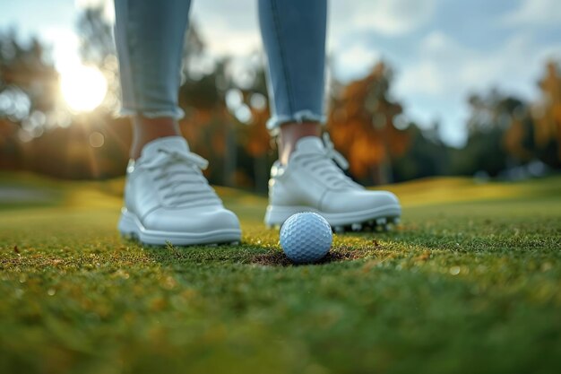 agujero de golf y bolas en el verde