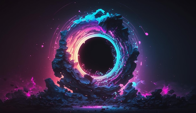 Un agujero negro con un agujero negro en el centro y un círculo brillante en el medio.