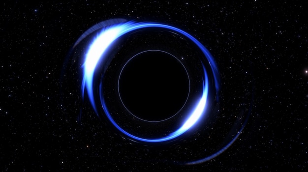 Agujero negro en el espacio absorción de materia Horizonte de eventos fuerte atracción gravitacional Agujero negro supermasivo que absorbe estrellas y galaxias 3d render