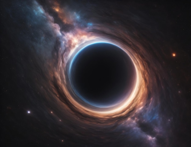 Un agujero negro en el espacio con una nebulosa en el centro