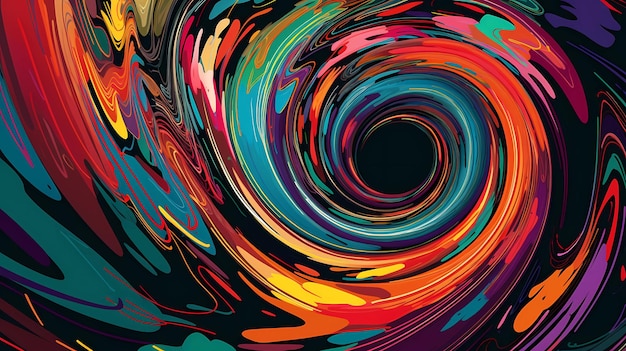 Agujero negro con ilustración de arte digital de colores arremolinados
