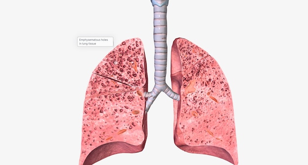 Agujeros enfisematosos en el tejido pulmonar