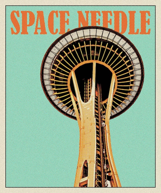 agulha espacial Retro cartaz de viagem