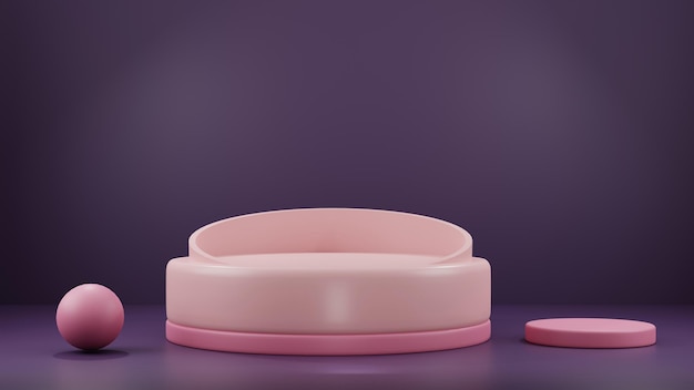 AH Modern pódio 3d background com renderização 3d de cor rosa realista