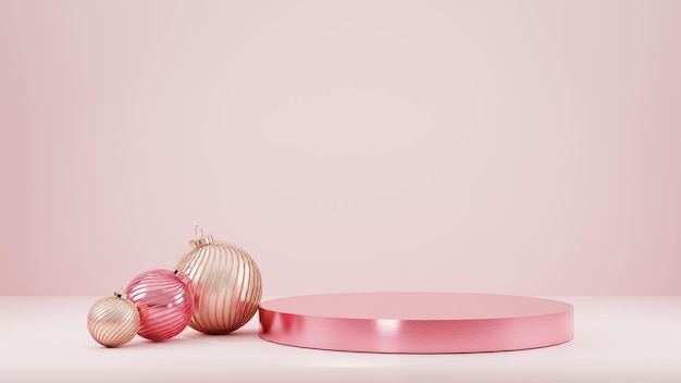 AH pedestal de pódio de cilindro rosa exibição de produto abstrato de luxo renderização em 3d