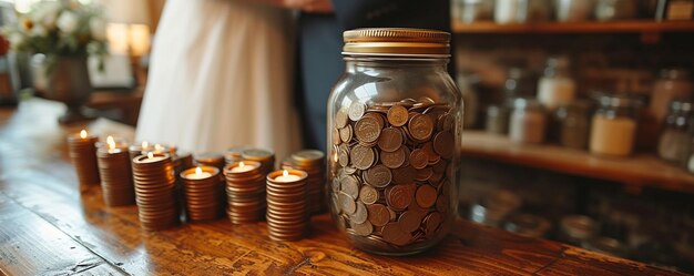 Foto ahorrar para una boda de ensueño con papel tapiz de fund jar