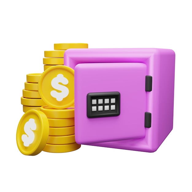 Ahorro de dinero renderizado en 3D aislado sobre fondo blanco
