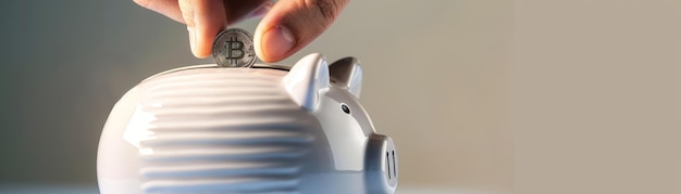 Ahorro para el futuro Colocación de monedas en la alcancía con espacio para copiar texto Concepto de inversión Ahorro de profundidad de campo