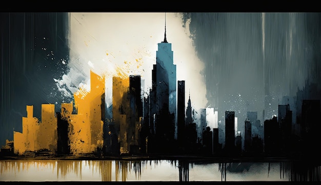 Ai amarelo abstrato da cidade de Nova York gerou ilustração de alta qualidade
