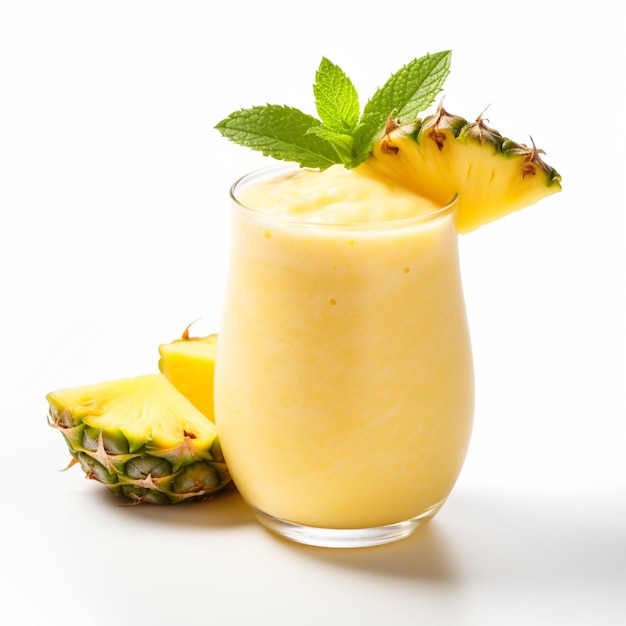 AI Ananas-Frucht-Smoothie-Shake auf weißem Hintergrund