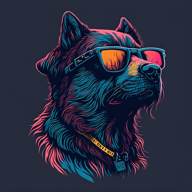 Ai art gerou um lobo colorido com óculos